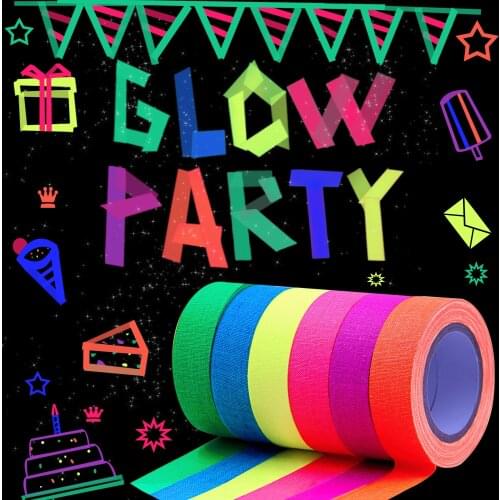UV Gaffer Fluorescent Tape Stickters Blacklight Reactive Glow In The Dark Neon Cloth Tape Warning DIY Home Party Xmas Decoration