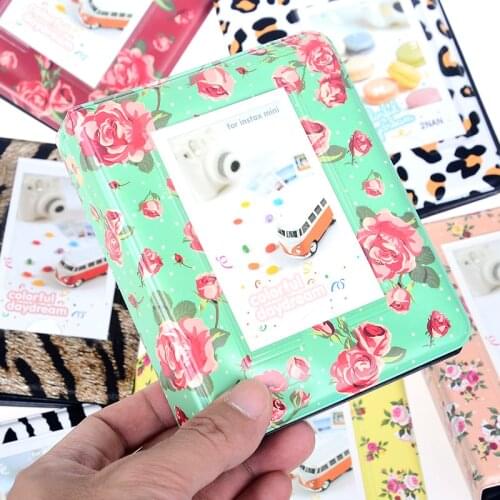 64 Pockets 3 Inch Photos PVC Leather Floral Flower Mini Wedding Photo Album for Instax Mini Film 7s 8 25 50s Photo Album
