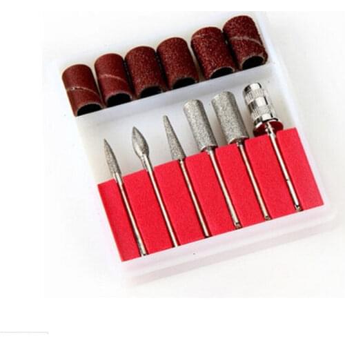 6 Pcs Head Electric Nail Art Drill Machine Manicure Drill Bit Nail Art Sanding Carbide Files with 5 Pcs Sanding bands