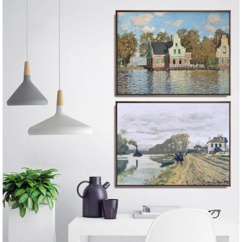 Home Decoration Art Wall Pictures Fro Living Room Poster Print Canvas Paintings French Claude Monet House by the River