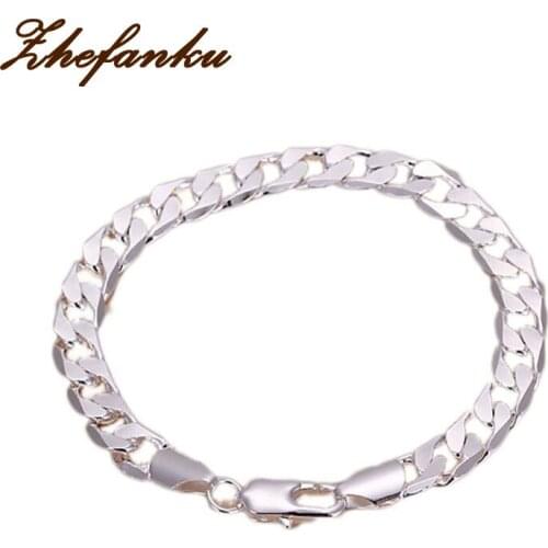 Classic Flat MEN Bracelet Silver Color Bracelets New Listings High Quality Fashion Jewelry Christmas Gifts