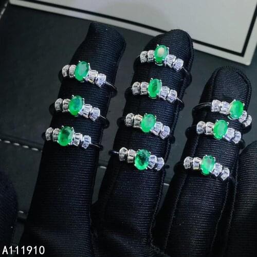 KJJEAXCMY fine jewelry 925 sterling silver inlaid natural emerald gemstone ladies ring classic support detection popular