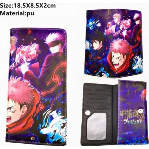 Anime Jujutsu Kaisen Button PU Wallet Casual Card Holders Layers Purse Boys Girls Students Leather Coin Cosplay Moneybag