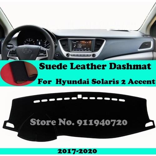 For Hyundai Solaris 2 Accent 2017 2018-2020 HC Suede Leather Dashmat Dashboard Cover Pad Dash Mat Carpet Car-Styling Accessories