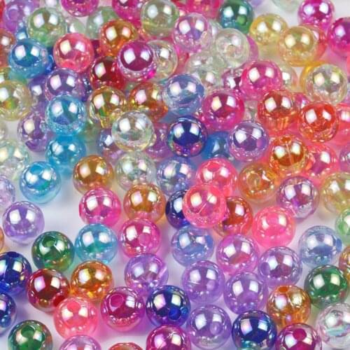 6/8/10/12mm AB Color Acrylic Round Spacer Beads DIY Bracelet Necklace Beads For Jewelry Making Earrings Necklace Accessories