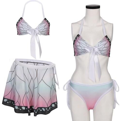 Kochou Shinobu Swimming Suit Demon Slayer Swimsuit Cos Kimetsu no Yaiba Shinobu Summer Swimwear anime Cosplay Outfits