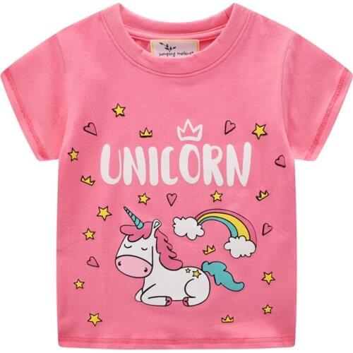 Summer Toddler T shirts With Unicorn Print Fashion Girls Short Sleeve Cotton Tees Kids Hot Tops