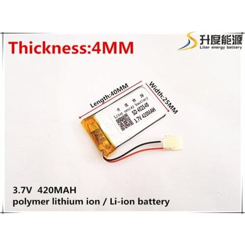 3.7V 420mAh 402540 Lithium Polymer Li-Po li ion Rechargeable Battery cells For Mp3 MP4 MP5 GPS mobile tablet battery