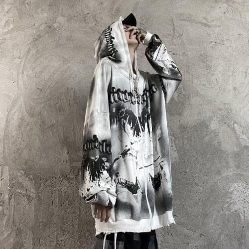 EukaaRu Harajuku Men Loose Hoodie Hip Hop Anime Mens Sweatshirts Women Oversized Streetwear Hoodies Fashion Hoodie Men Jacket