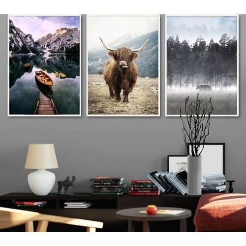 Sheep Horse Cattle Wall Art Canvas Painting Nordic Poster Animal Prints Wall Pictures for living Room Scandinavian Home Decor