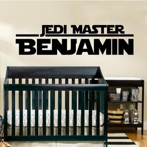 Custom Name Wall Stickers for Kids Rooms Personalized Name Jedi Master Wall Decal Vinyl Art Poster Baby Boys Home Decor B336