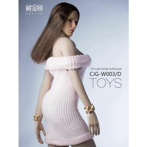 New 1/6 Scale Knitting Sweater Dress Strapless Skirt Bare Shoulders For 12-inch Figure Body
