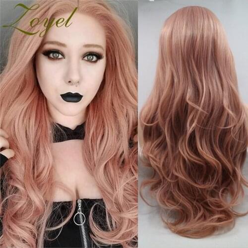 Zoyel Lace Front Wigs Long Straight Synthetic Wig for Women Natural Density Pink Straight Wig Heat Resistant Fiber Hair Wig