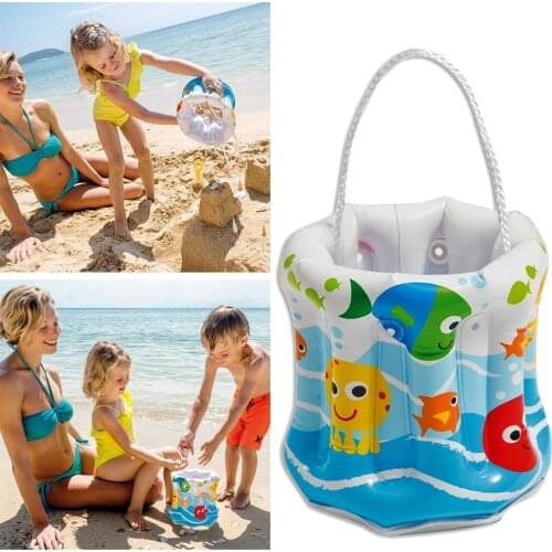 Beach Inflatable Bucket Toy Transparent Bottom Children Inflatable Beach Bucket Toy Outdoor Play Sand Tools Play Water Toys ice4