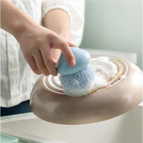 Nano Steel Wire Brush Ball Kitchen Cleaning Dishwashing Steel Wool Scouring Pad Colourful Stainless Steel Scrubber Polishing