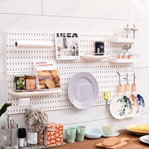 Nordic Wall-Mounted Hanging Board Hook Hole Plate Storage Rack Shelf DIY living room Storage Holder Wall Decor Display Stand