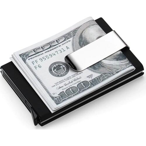 High QualitId Men Wallets Credit Card Holder Automatic Sets Business Aluminum Wallet Card Sets Cash Clip Holder