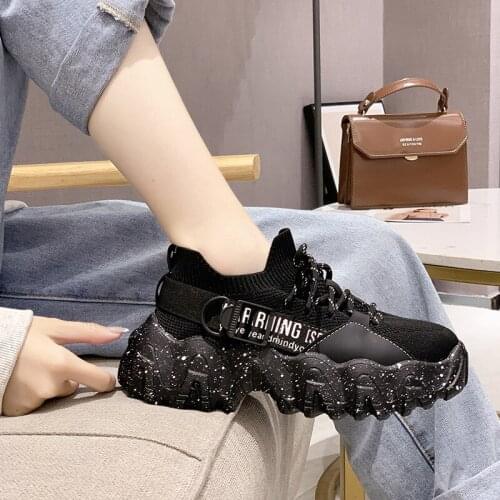 Women fashion Chunky sneakers Platform Casual Shoes Thick Bottom sport shoes for girls stylish Harajuku Walking Shoes