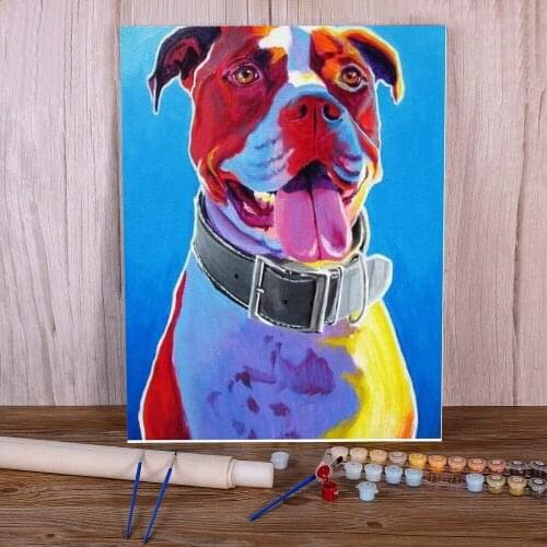 Animal Dog Terrier DIY Painting By Numbers Complete Kit Acrylic Paints 50*70 Picture By Numbers Photo Home Drawing