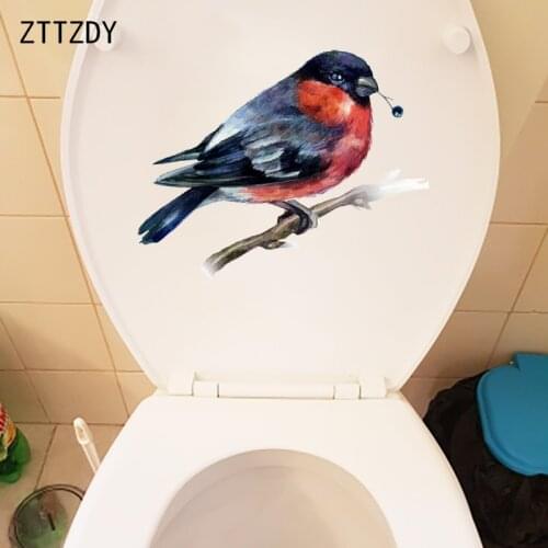 ZTTZDY 25.6×20.2CM Bird On Painted Branch Classic Wall Decoration Personality Bathroom Toilet Stickers T2-1051