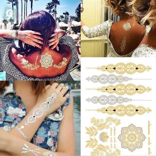 1pc Flash Boho Metallic Gold Feathers Shimmering Jewellery Festival Temporary Tattoo Face Body Arm Art Girl