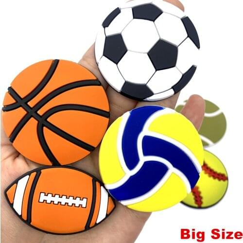 10PCS Big Size Football Basketball Baseball Icon PVC Flat Back Accessories For DIY Refrigerator Magnet Jewelry Pendants