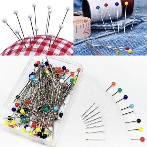 100 Pcs/boxes 38mm Round Glass Bead Head Sewing Pins Stitch Knitting Needles Sewing Fixed DIY Wedding Dressmaking Safety Pin