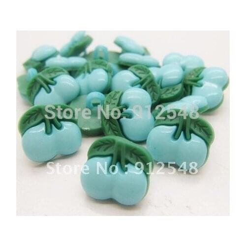 13mm 100pcs blue Cherry plastic buttons flower buttons for children garment ,yt13001