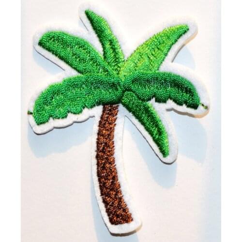 Green Coconut Coco - Palm Tree - Tropical/Beach - Iron on Applique/Embroidered Patch (size is about 6 * 7.5 cm)