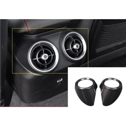 2PCS Carbon Fiber Style For Alfa Romeo Giulia 2017 2018 ABS Plastic Rear Row Air Conditioning Vent Cover Frame Trim Car Parts