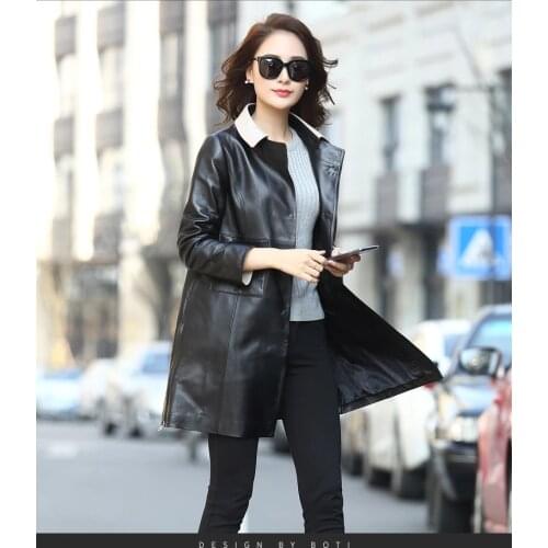 300% Real Sheepskin Coat Female Genuine Leather Jacket 2020 Autumn Winter Jacket Women Korean Long Trench Coat MY3508