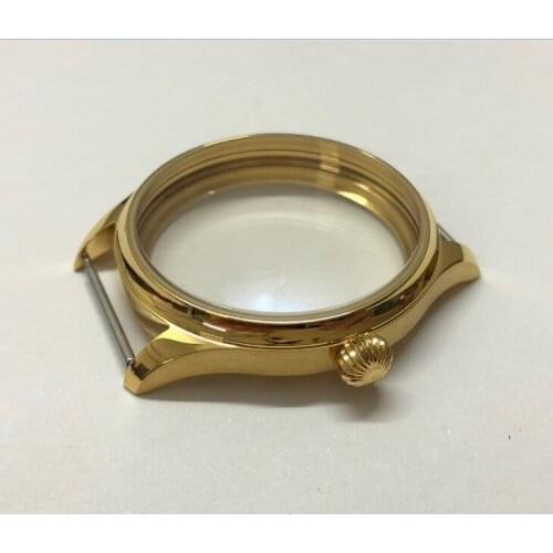 44mm High quality 316L Stainless steel Plating 18K gold watch cases fit ETA 6497/6498 Hand Wind movement 015A