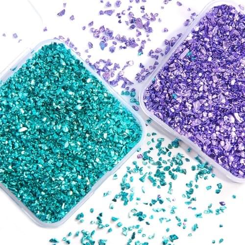 80G/box Glass Metal Crushed Stone for Nail Art Filler Cake Fruit Coaster Filling Decorative Crystal for Epoxy Resin Mold