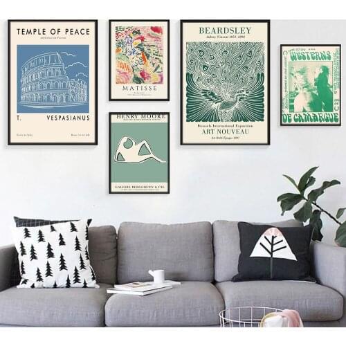 Abstract Line Lying Body Canvas Painting Print Retro Matisse Poster Wall Art Henry Moore Pictures for Living Room Home Decor