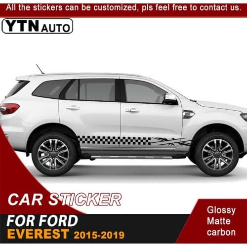 Car Sticker Side Body Plaid Racing Graphic Vinyl For Ford Everest 2015 2016 2017 2018 2019 Cool Car decoration Decal Accessories