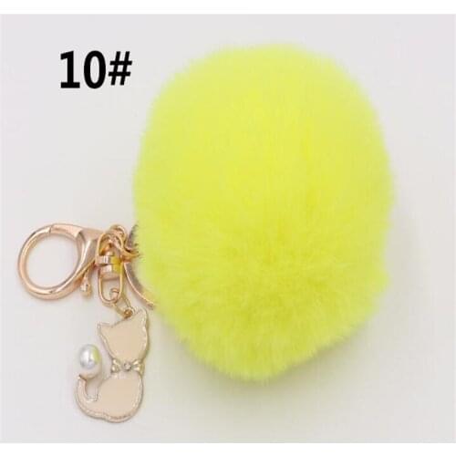 Cat Fur Keychain Pompom Fake Fur Ball Key Chain Fluffy Pompon Keyring Bag Charms Key Ring B089