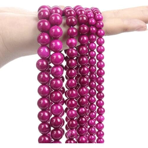 Natural Stone Beads Rose Red Sugilite Smooth Round Loose Space Beads For Jewelry Making Bracelet Necklace Accessories 4/6/8/10MM
