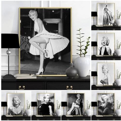 Marilyn Monroe Black White Canvas Poster Print Portraits classical Movie Wall Art Canvas Painting Decoration Home Pictures Decor