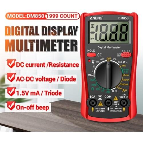 ANENG DM850 2000 Counts Smart High Precise LCD Digital Multimeter Portable AC DC Tester Volt Voltmeter Ammeter Ohm Tester Tools