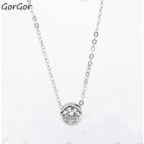 GorGor Necklace Women 925 Sterling Pattern Round Shape Mosaic Zirconia Pendant Simplicity Engagement Trendy Jewelry XL016