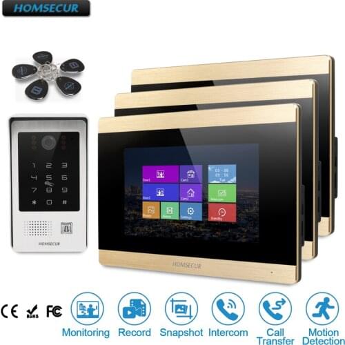 HOMSECUR 7" Wired Video Door Phone Intercom System+Voice Message+Call Transfer for Apartment BC091 + BM715-G
