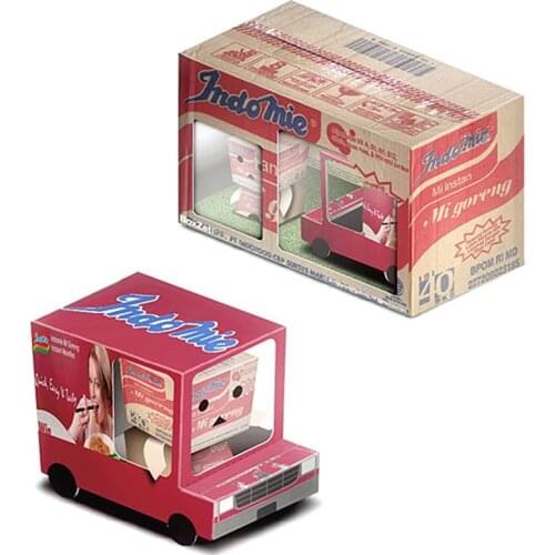 Indomie Mi Goreng Van Car Box Cubee Ornaments Folding Cute 3D Paper Model Papercraft DIY Kids Adult Handmade Craft Toys ER-054