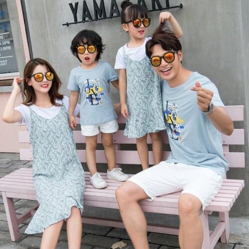 Family Clothing Sets Dad and Son Short Sleeve Shorts 2pcs Mom and Daughter Matching Clothes Dress Summer 2020 New Family Look