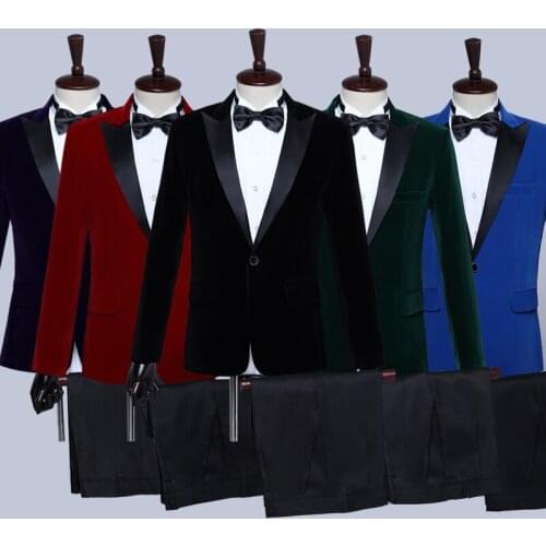 Male Slim Formal Suits Chorus Stage Outfit Singer Host Performance Clothes Wedding Groom Dresses Photo Studio MenSuit DT1469