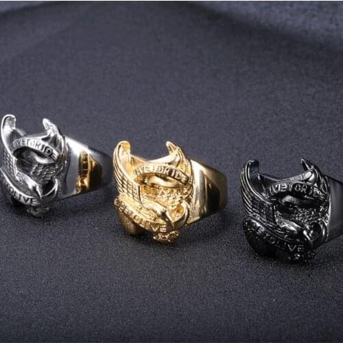 Lot Live to Ride Ride to live Hawk Eagle 316L Stainless Steel Motor Biker Mens Ring Mens Jewelry