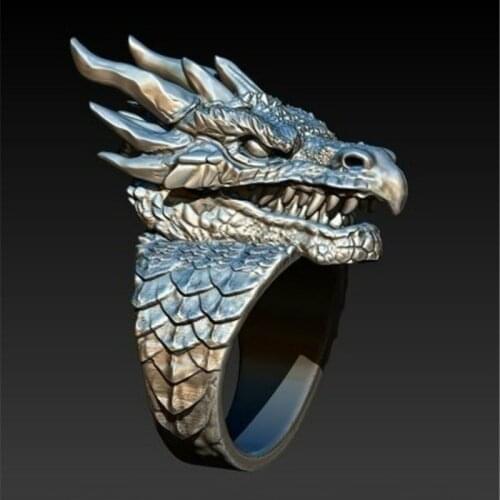 Vintage Gothic Punk Male Ring Domineering Dragon Ring Hip-Hop Mens Motorcycle Party Jewelry Gift Size 6-13 Wholesale