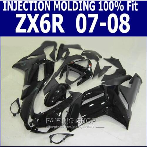 Black gloss zx6r 2007 2008 Fairing Bodywork kit For Kawasaki Ninja 07 08 Fairings (100%fit Injection mold) S31