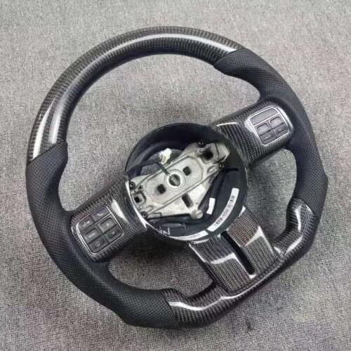 Replacement Real Carbon Fiber Steering Wheel with Leather for Jeep Wrangler 2011-2018