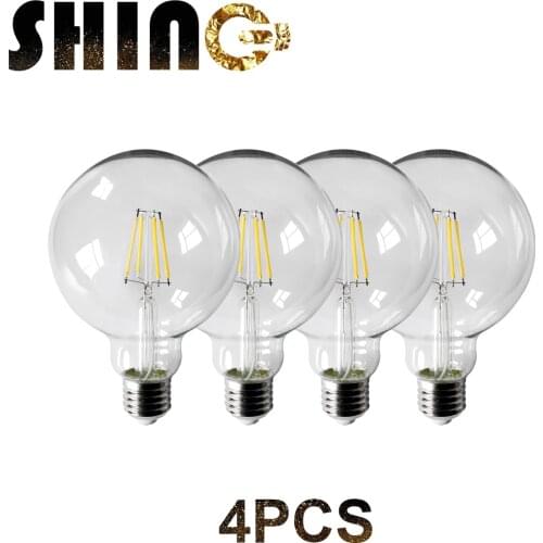 4pcs/Lot 2021 Rushed Sale Ce RoHS Decor Retro Edison Led Filament Bubble Ball Bulb G95 E27 6w 4000K 220v for Home Decoration