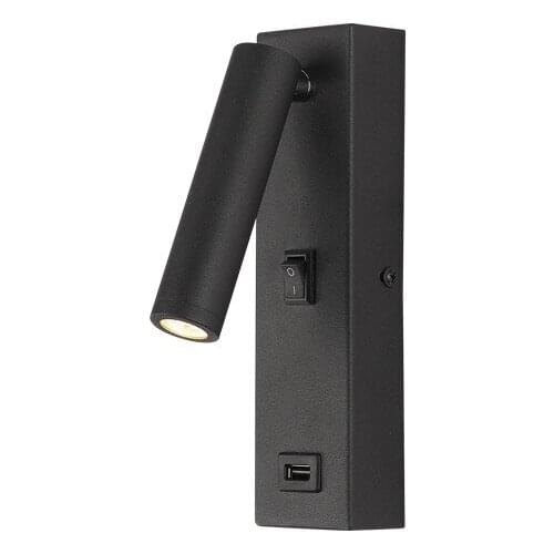 Interior Wall Sconce 180 Rotatable LED Reading Spotlight Button Switch Bedside Lamp Hotel Corridor Light